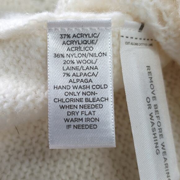 Lou & Grey Loft Cream Pullover Funnel Neck Wool Alpaca Blend Knit Sweater M - Picture 8 of 11